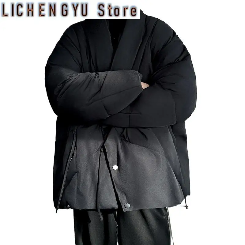 Winter New Chinese-style Cotton-padded Jacket Mens Versatile Casual Style High-end Feel Niche Collarless Design Coat Jacket