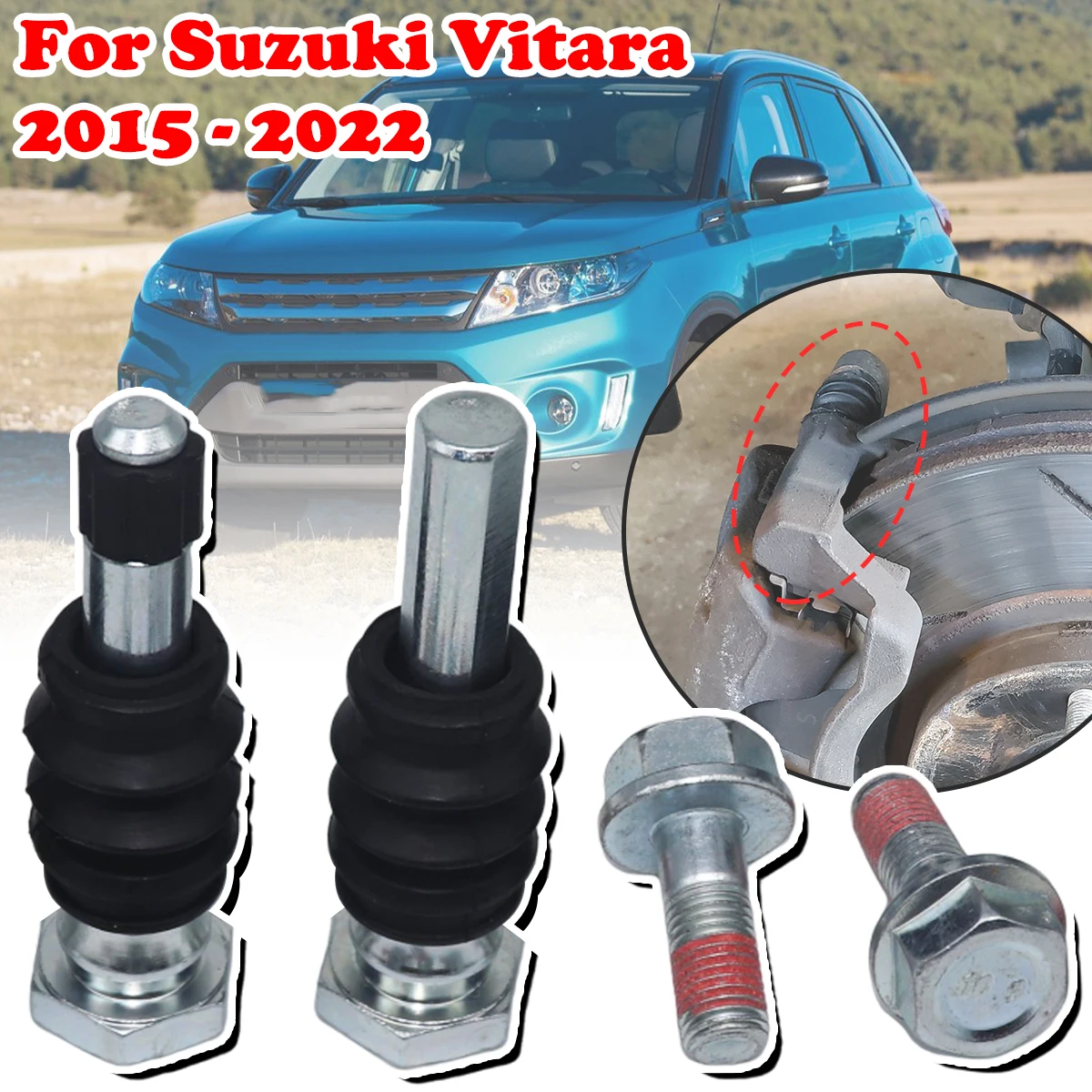 

Rear Brake Caliper Slider Guide Pins Bolt Kit For Suzuki Vitara 2015 - 2022 Left Right Disc Housing Bellows Sleeve Bushing Parts