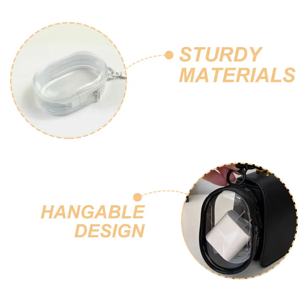 

2Pcs Data Cable Earphone Storage Bag Compact Transparent Hanging Bag Portable USB Flash Disk Holder Small Organizer Keychain