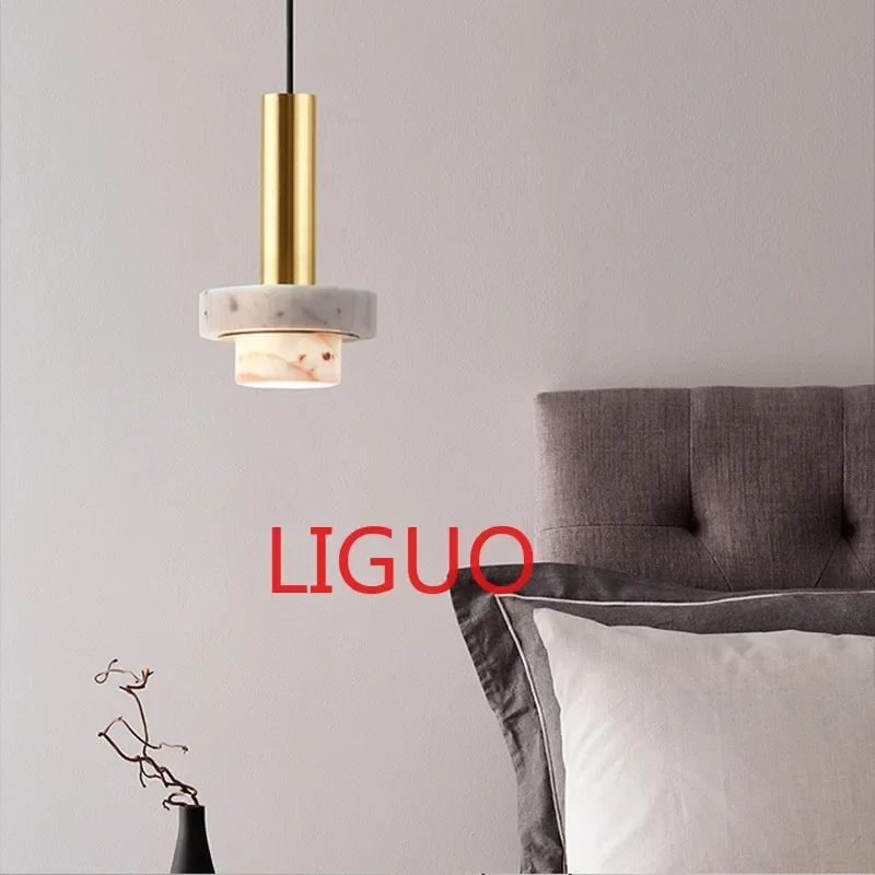 Marble pendant light Nordic Bedroom Bedside minimalist potlight Led Bar Restaurant Stone dining room light fixtures