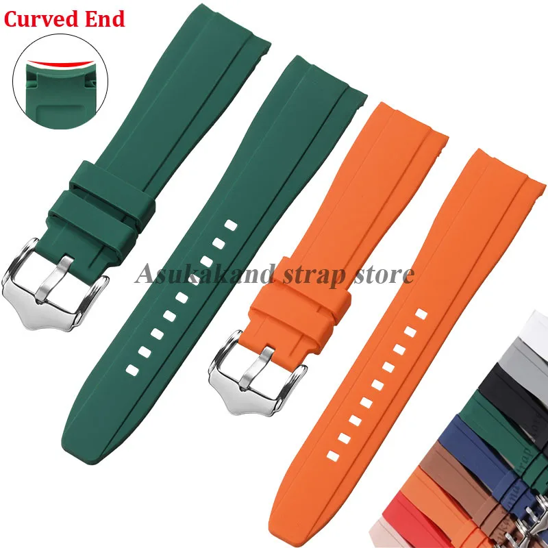 المطاط حزام منحني نهاية حزام (استيك) ساعة 20 مللي متر 22 مللي متر ل أوميغا Moonswatch ل سواتش ل Seiko سيليكون سوار ل رولكس الرجال معصمه