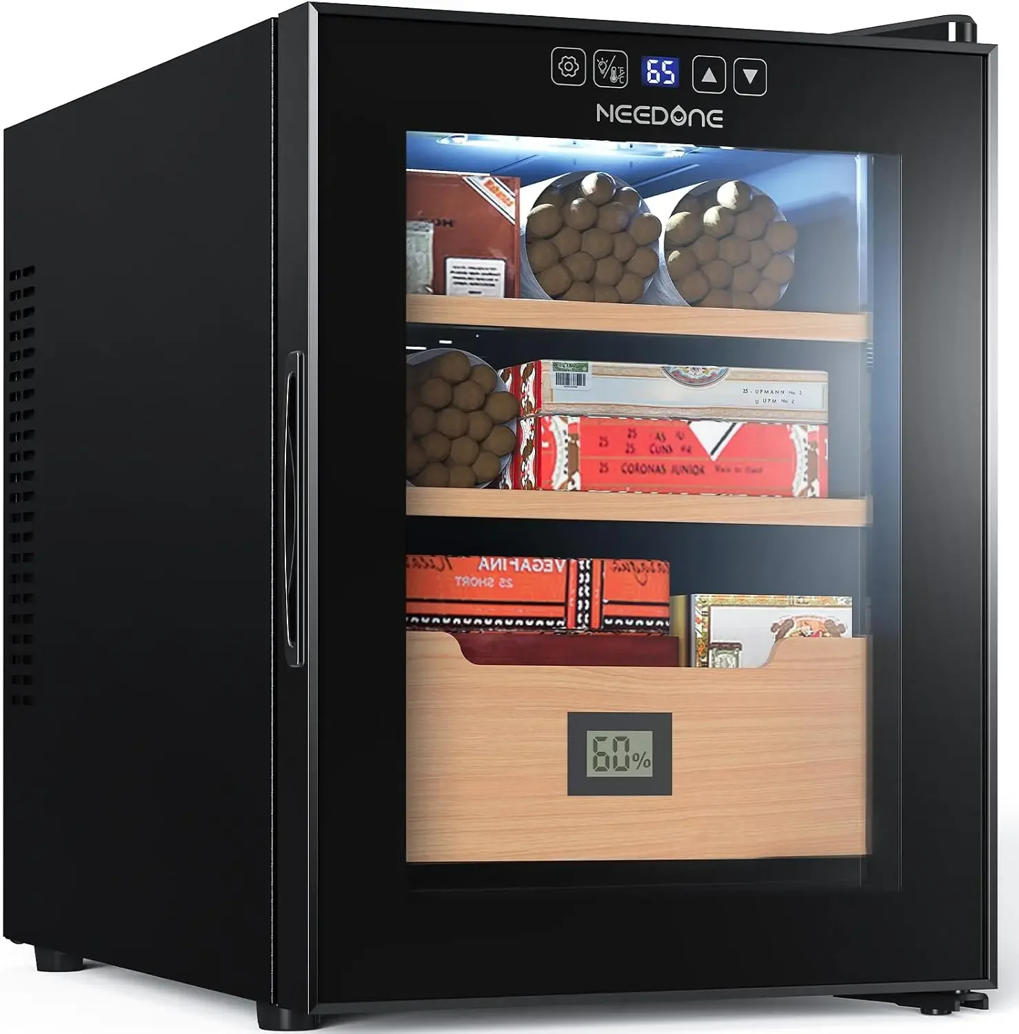 Humidor 33L with Heating and Cooling Temperature Control System, Quiet Electric Cooler Cabinet for 280 Counts with Digital