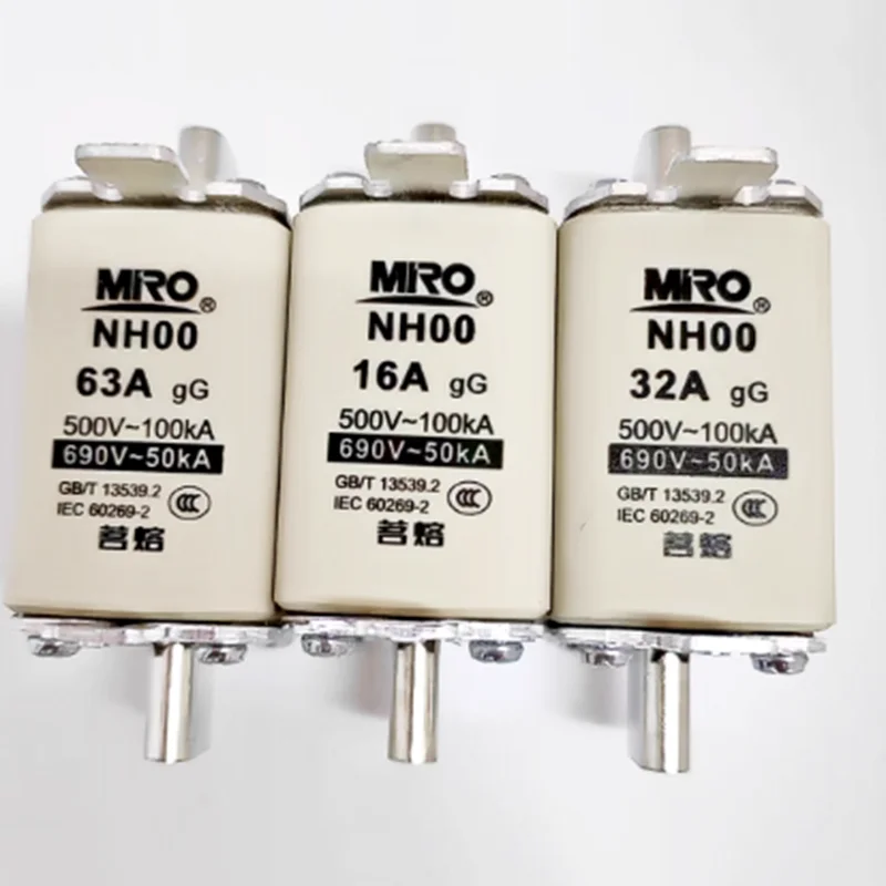 MRO NH00 NHOO 690V gG 10A~160A square tube knife shaped contact fuse (ordinary) ceramic fuse