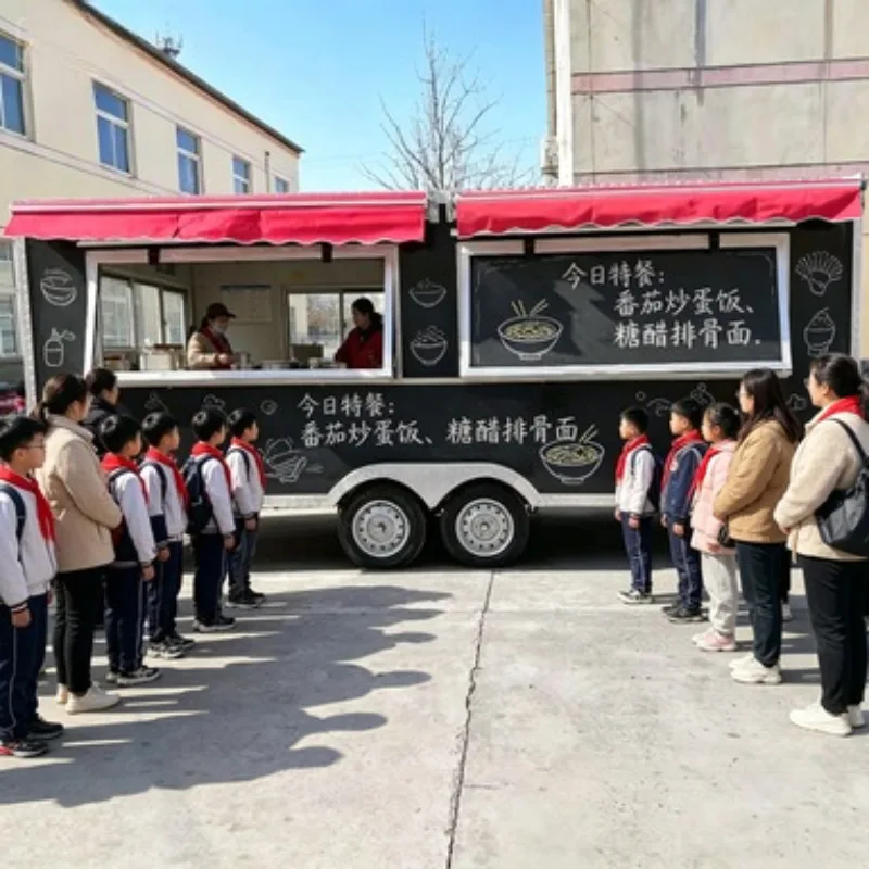 Multifunctional Food Trailer Towable for Hot Dog BBQ Ice Cream Coffee Fast Food Outdoor Commercial Use Steel