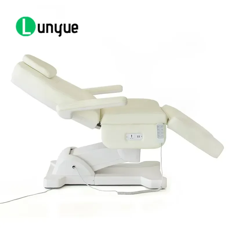 4 Motor Electric Facial Bed Adjustable Massage Table for Beauty Spa Tattoo White Multifunctional Comfortable Durable