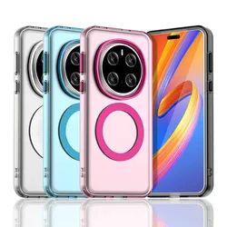 Candy Color Transparent Magnet Adsorption Case for Honor Magic 7 Pro Magic7 X9C X60 Pro Wireless Charge Shockproof Protect Cover
