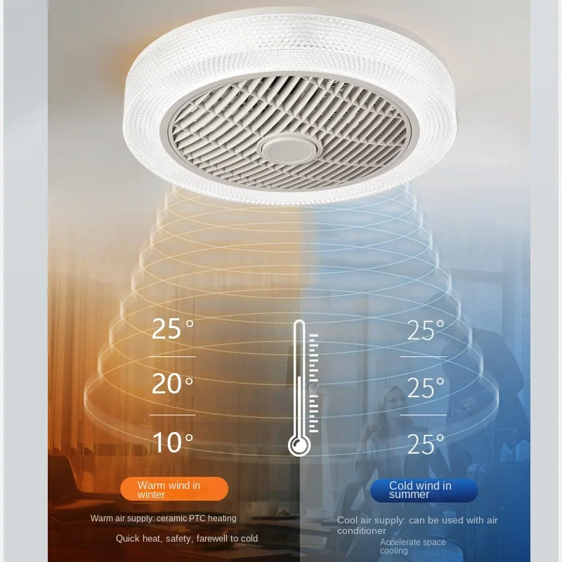 Imagem -03 - Ultra Fino Invisível Teto Luz Ventilador Quarto de Refrigeração e Aquecimento Luz Ventilador Aquecimento Rápido Led Restaurante