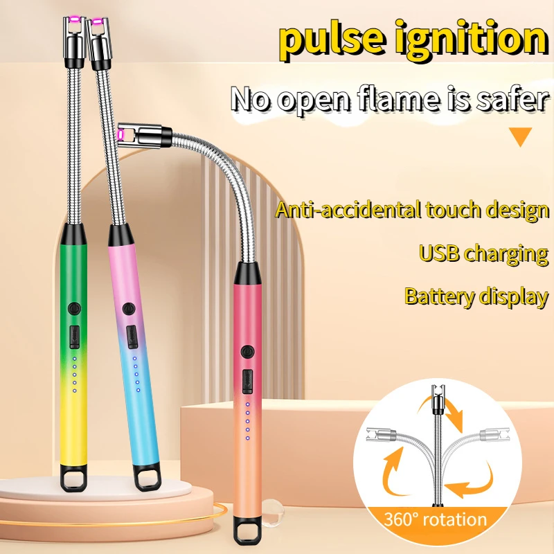 

Hot-selling Gradient Color Extended Scented Candle Ignition Gun Rechargeable Gas Stove Igniter Arc Pulse Ignition Stick Lighter