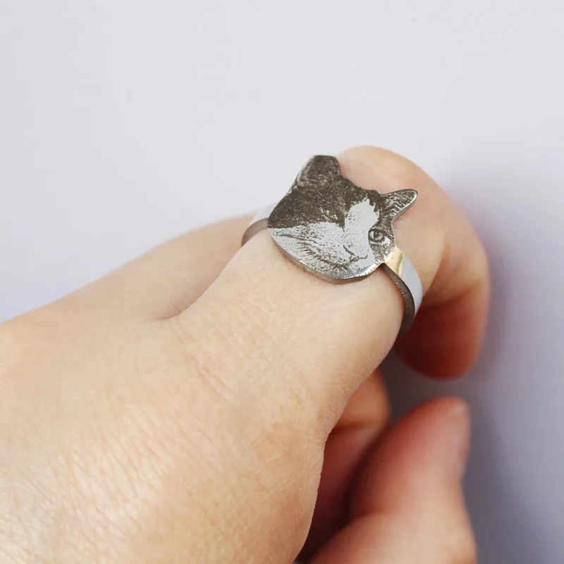 Custom Picture Ring Cute Family Pet Dog Finger Personalized Pet Cat Rabbit Name Photo Ring Women Children Jewelry Birthday Gifts