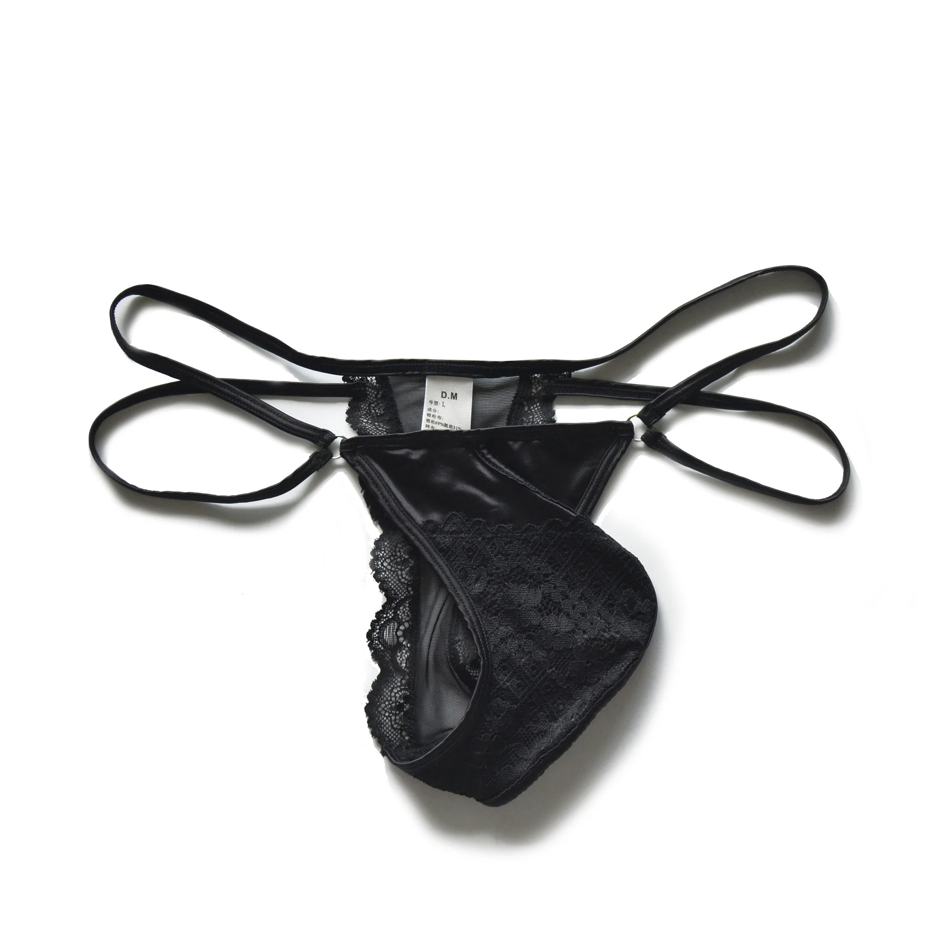 Men's Lace Thongs Sexy Mesh Underwear 3-Pack Low Rise Panties Quick Dry Breathable T-panties Sensual Lingerie Solid Thongs