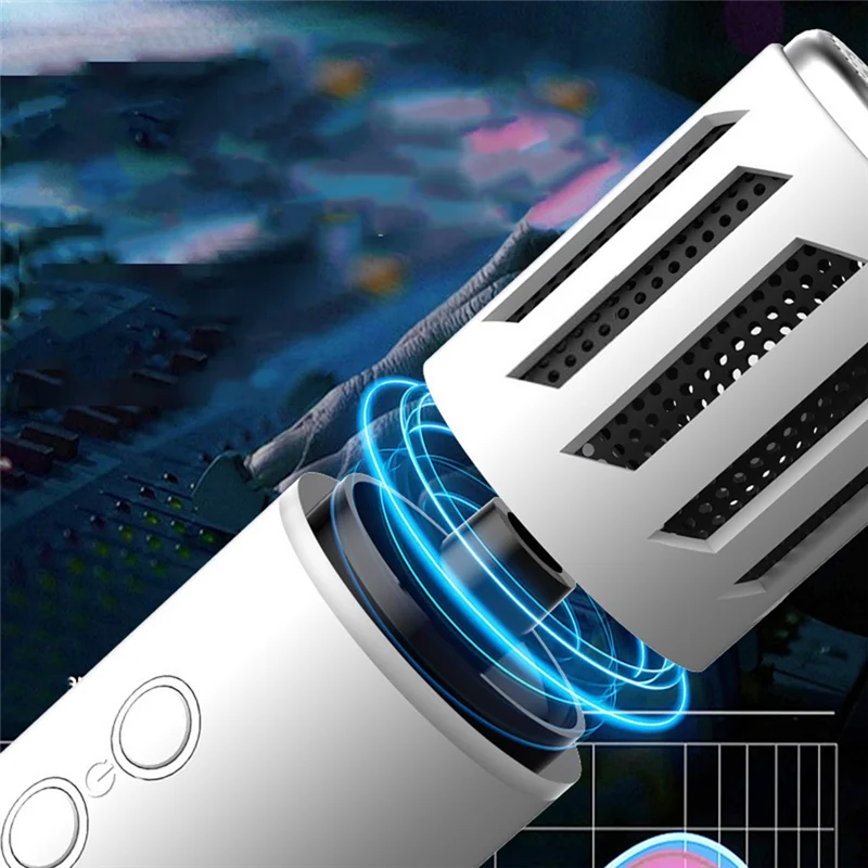 A24U беспроводной Bluetooth портативный ручной микрофон с шумоподавлением красочный свет караоке для дома КТВ аудиоконференция