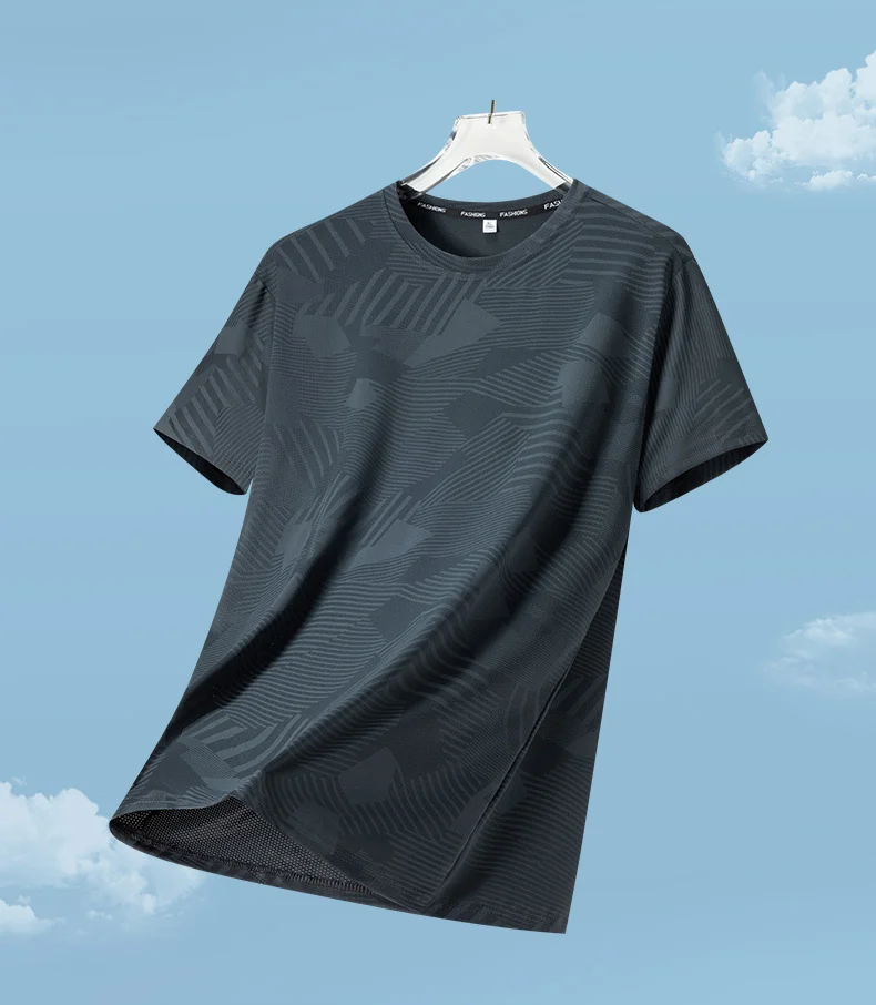 Männliches Lauf-T-Shirt, Sommer, atmungsaktiv, verschleißfest, Fitness-Sport-T-Shirt, Outdoor, leicht, Jogging, Fitnessstudio, Training, Sportbekleidung – Detail 11