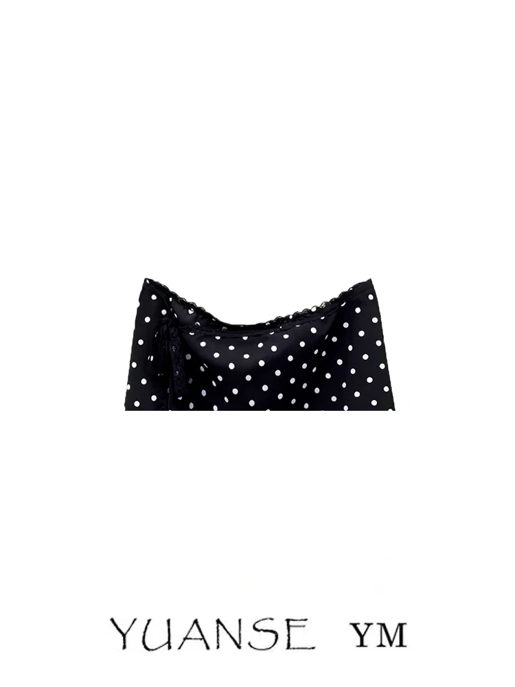 YUANSE Korean Style Beautiful Lace Trim Polka Dot Half Skirt Women's Four Season Fashion Casual Layered Skirt Curtain