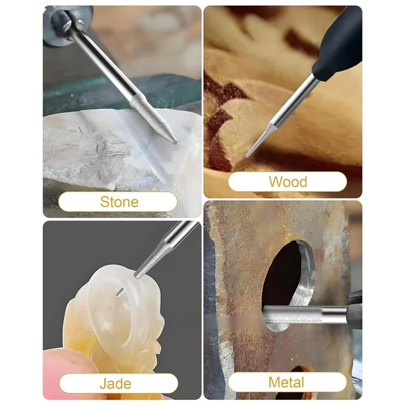 A7THK-25Pcs Diamond Grinder Bit And Cutting Wheel Set For Dremel, Grinding Burr Drill Bit With 1/8 Inch Shank,Cutting Wheel
