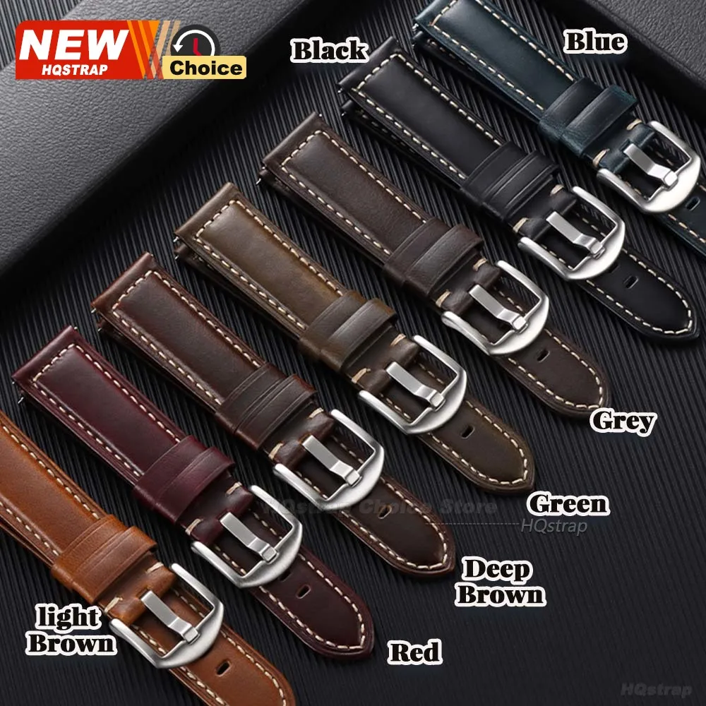 New Brown Oil Wax Leather Watch Straps 18mm 20mm 22mm 24mm 26mm Universal Watch Band Women Men Wristband Quick Release Bracelet