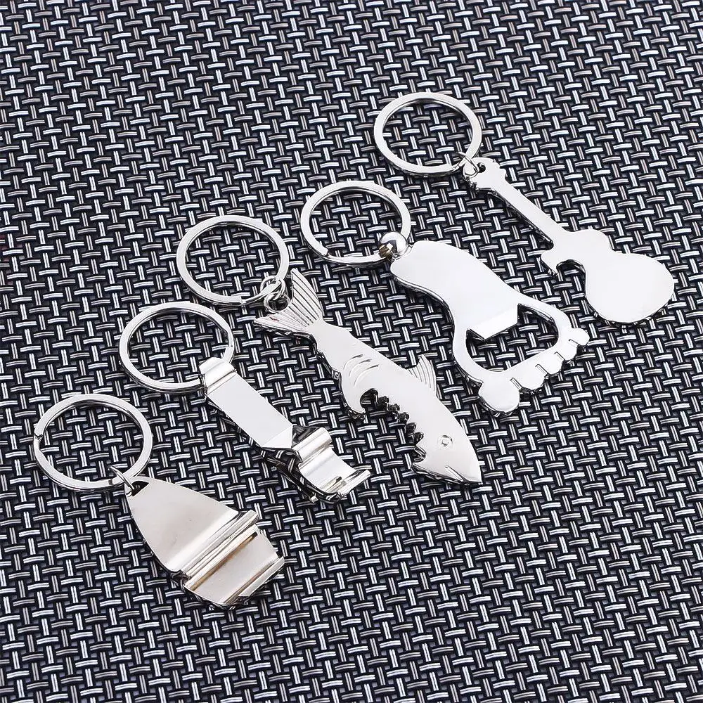 Style Metal Keychain Party Favor Bottle Opener Keychain Beer Opener Key Rings Corkscrew Key Chains Key Rings Bottle Opener