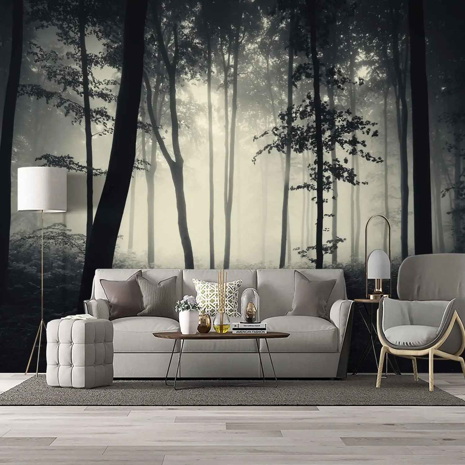Large Realistic Forest Tapestry Wall Mural Hanging Deep Woods Nature Decor Artwork for Bedroom Living Room Home