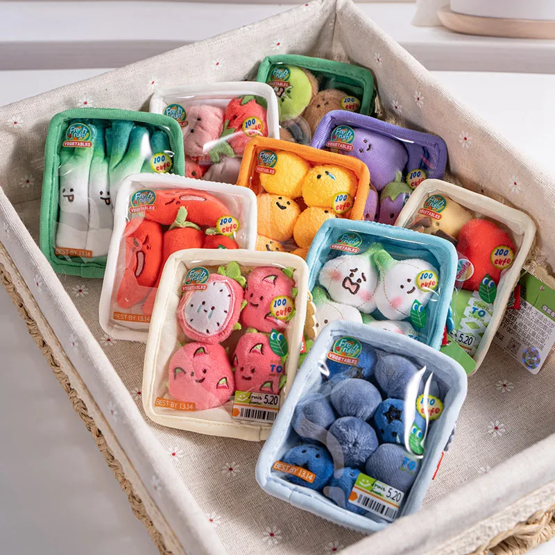 Promotion Models Seafood And Fruit Vegetables Series Plush Bag Key Pendant Orange Pitaya Eggplant Mini Hanging Doll Bag Decor