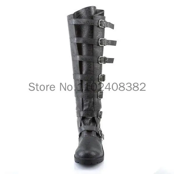 Motorcycle Boots Mid-calf Military Combat Boots Gothic Belt Punk Boots Men Shoes Tactical Army Boot Large Men's Boots 40-48