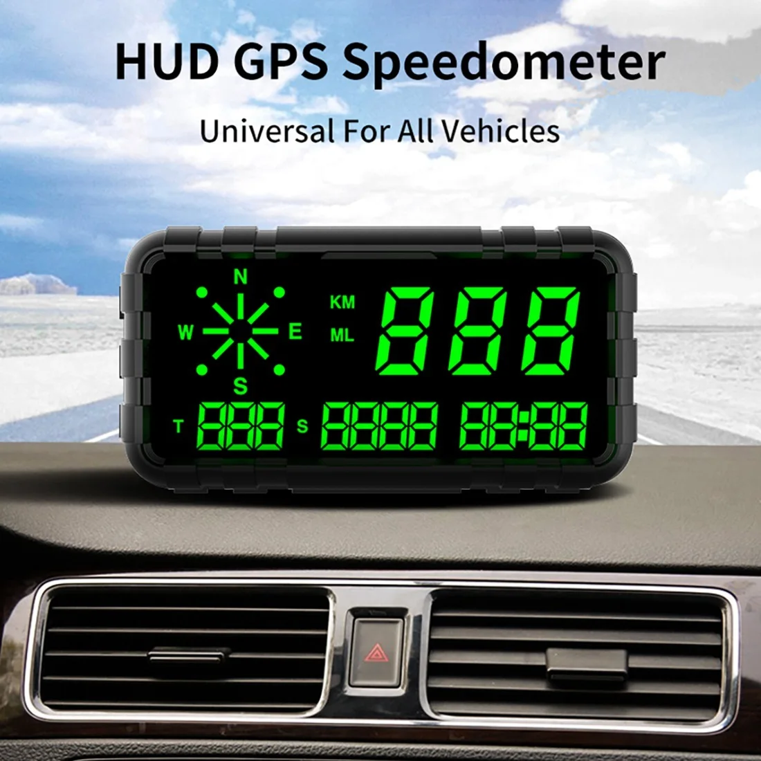 C3012 HUD Speedometer Odometer Compass Head Up Display GPS Digital Display Big Fonts Universal For All Cars