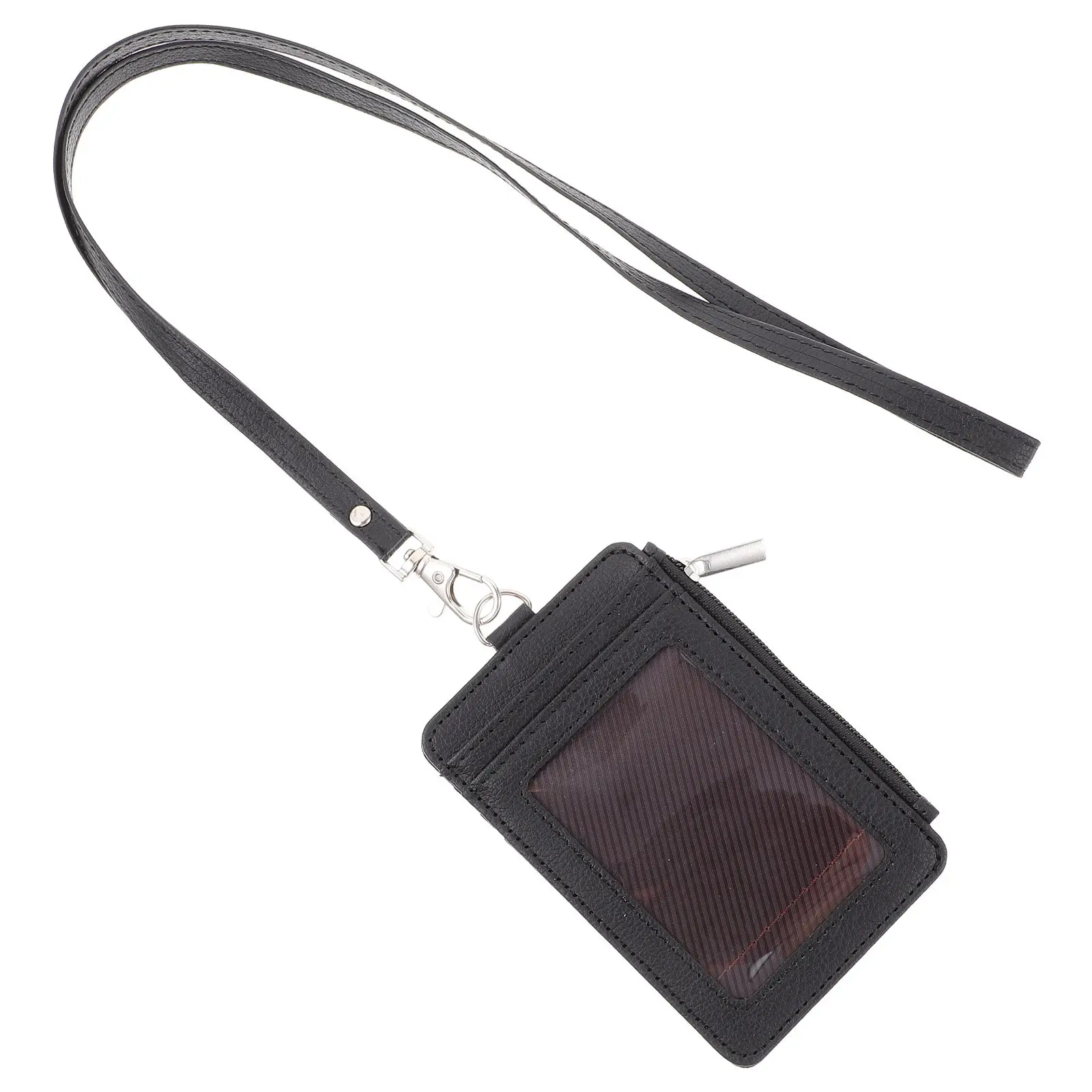 ID Card Holder with Polyester Lanyard Wear Resistant Badge Sleeve for Work School Bus Pass Protection