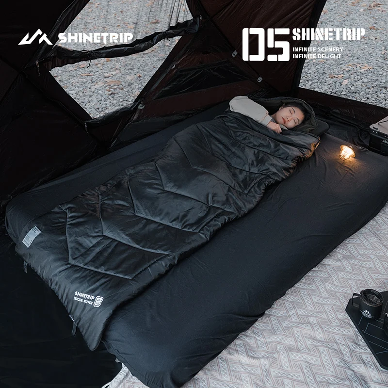 Outdoor Camping Sleeping Bag ShineTrip Silk-Like Cotton Compression Packing Portable Breathable Two-Way Zipper Warm Sleeping Bag
