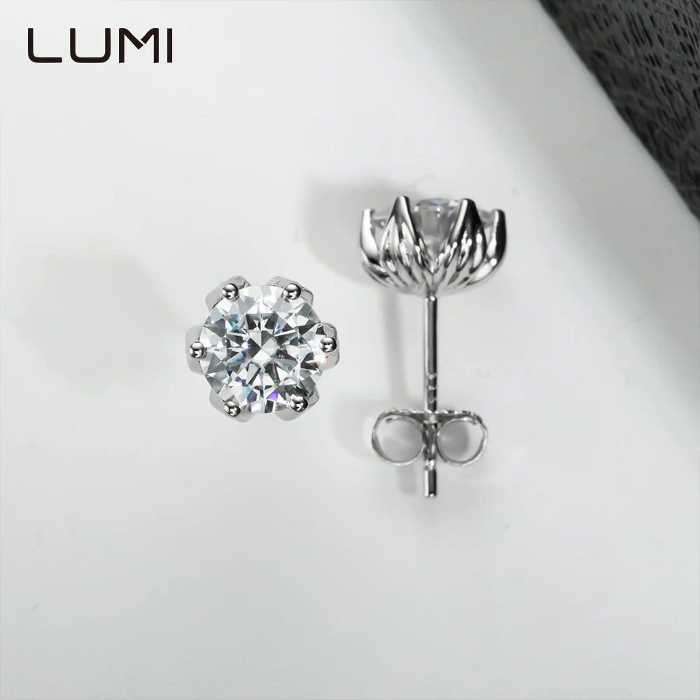 

6,5 мм 1CT оригинальные серьги-гвоздики с муассанитом S925, серебряные серьги-гвоздики в форме лотоса для нее, красивая повседневная одежда, юбилей, подарок на день рождения, ювелирные изделия