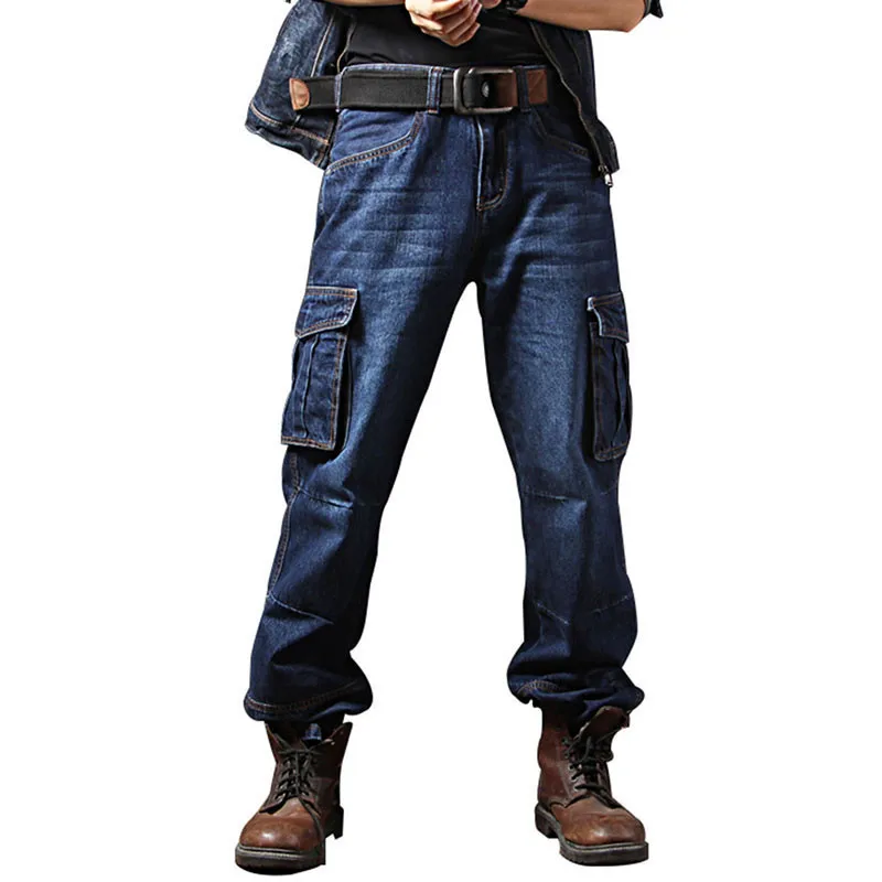 

MORUANCLE Mens Casual Cargo Jeans Pants With Multi Pockets Tactical Denim Trousers For Male Workwear Jeans Plus Size 30-40