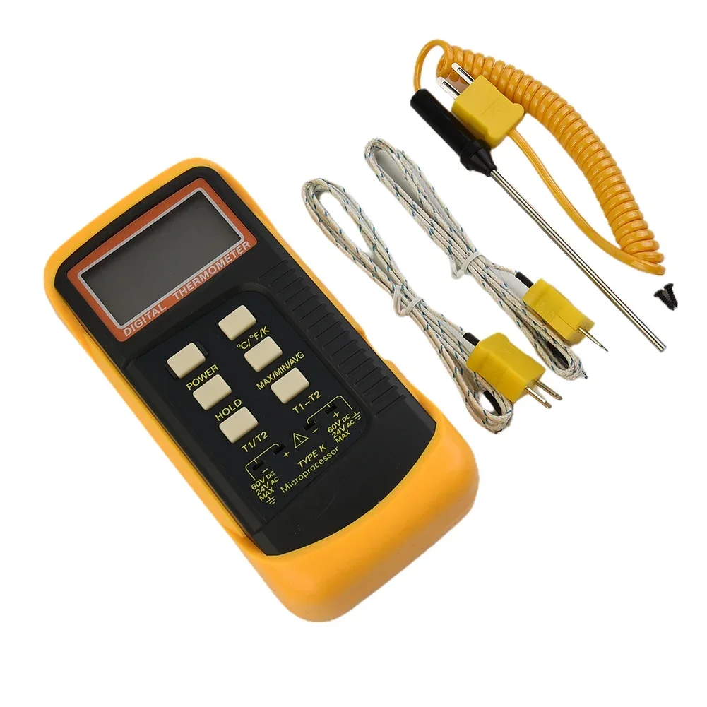 Digital Thermometer Set Dual Channel K Type Digital Thermocouple Thermometer 6802 II 2 Pipe Clamp Tools