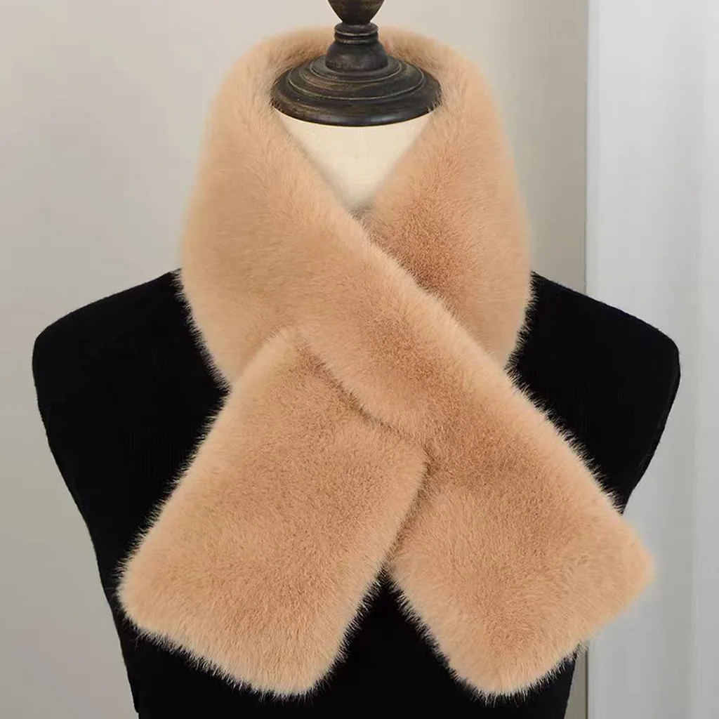 Winter Neck Warmer Skin-Friendly Faux Mink Fur Neck Warmer Thickened Warm Scarf Soft Unisex Scarf For Men Daily Commuting Campus