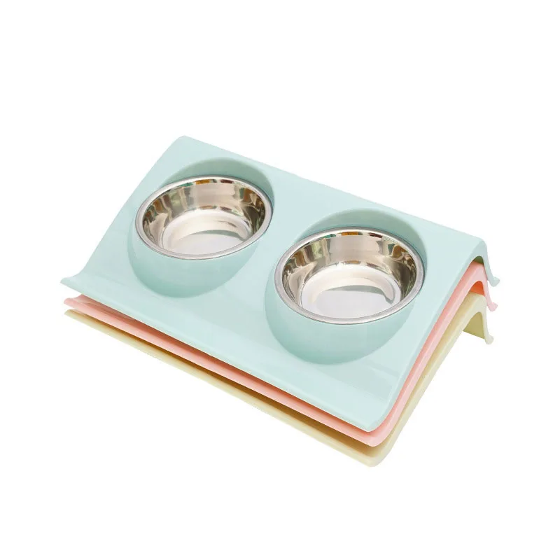 Pet Bowls Dog Food Water Feeder Stainless Steel Pet Double Bowl Small Dog Accessories Cat Puppy Feeding Supplies