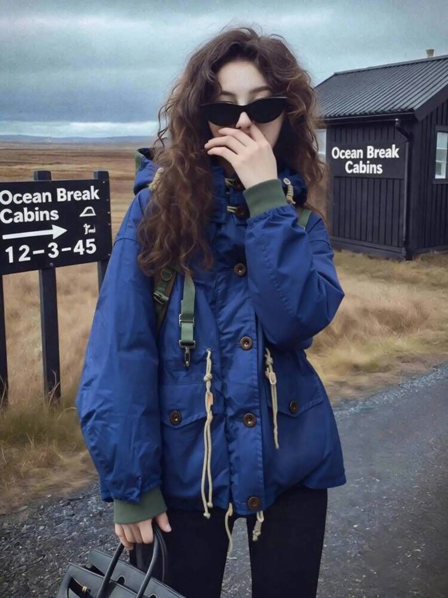 

Американская рабочая одежда в стиле ретро, женское свободное синее пальто Jaet, дизайнерское Sensibili Quali, весеннее повседневное длинное пальто с высокой талией