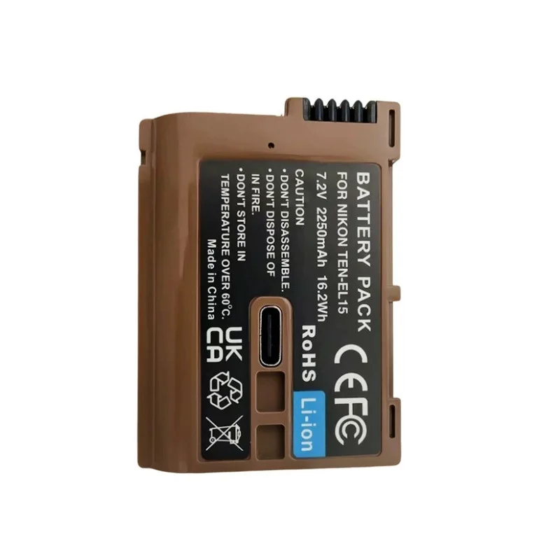 2250mAh EN-EL15 EN-EL15C T-EL15 ENEL15 Battery Type-C Input Port for Nikon Z8 Z5 Z6 Z6 II Z7 Z7II D780 D800 D850 D600 D500 D7500