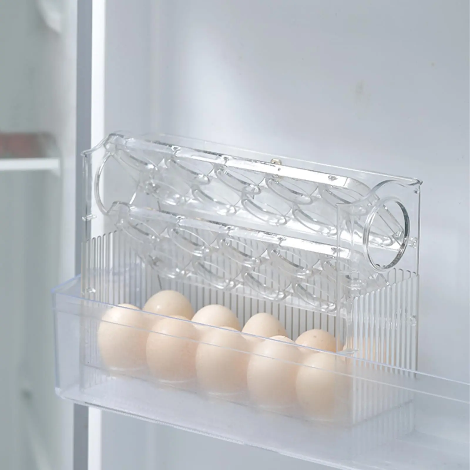 Egg Holder for Refrigerator, 3 Layer Auto Flip Egg Storage Box For Refrigerator Side Door, 30 Count Large Capacity Clear Egg Box