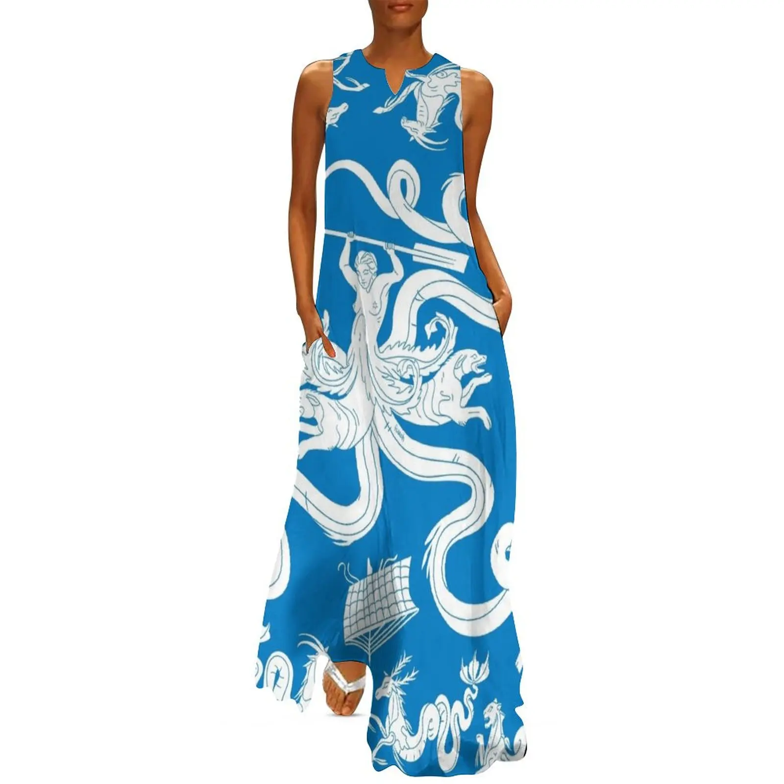 

Scylla mosaic - Blue Long Dress dress party evening elegant luxury celebrity women clothes Dress