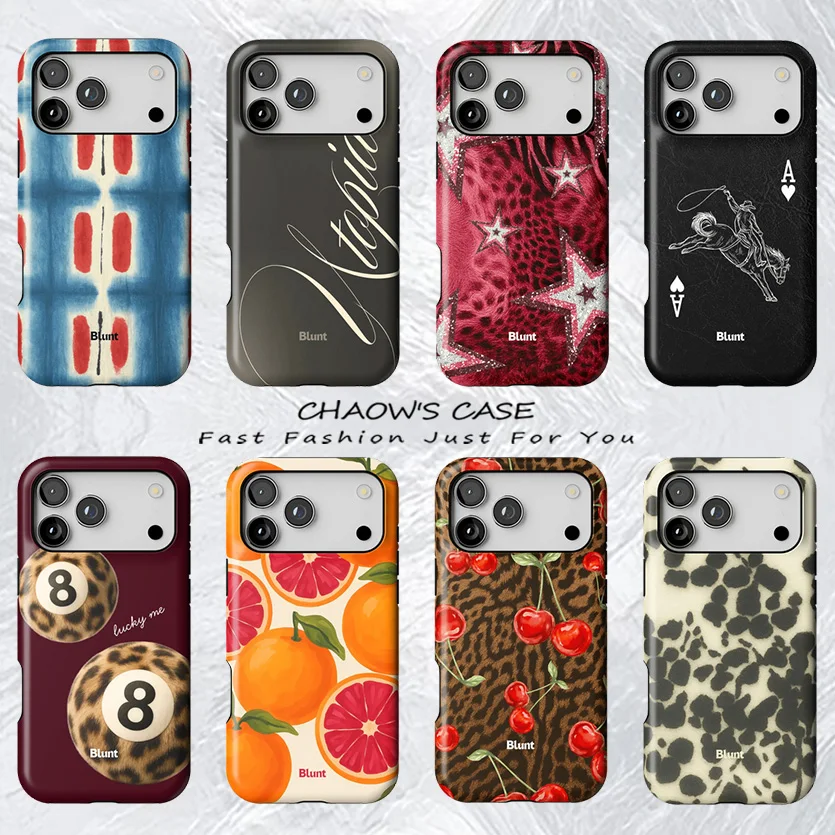 

Luxury Blunts Retro Cherry Leopard Phone Case for iPhone 17 17e 16e 16 15 14 13 12 11 Air Pro Max Plus Double-layer Back Cover