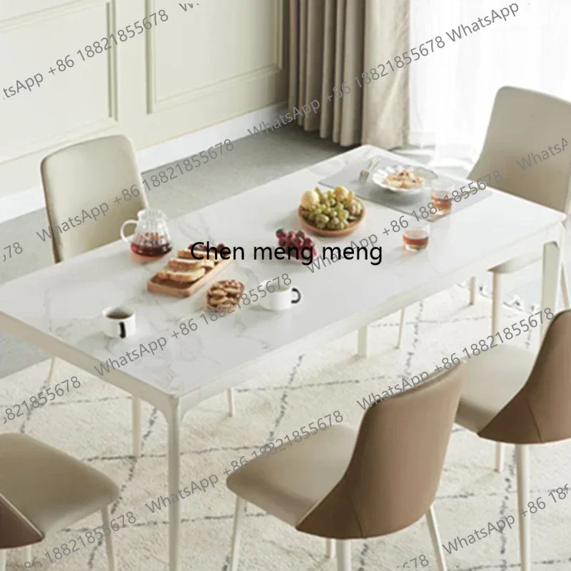 

Rectangle White Dining Table Nordic Minimalist Kitchen Modern Dining Table Cover Luxury Mesa De Jantar Decoration Accessories