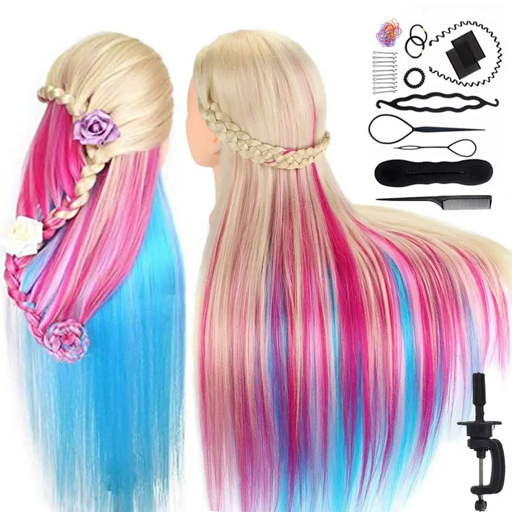 29.5inch Colorful Training Mannequin Doll Heads For Practice Hairstyles Hairdressing Braiding Solon Hairdresser Train