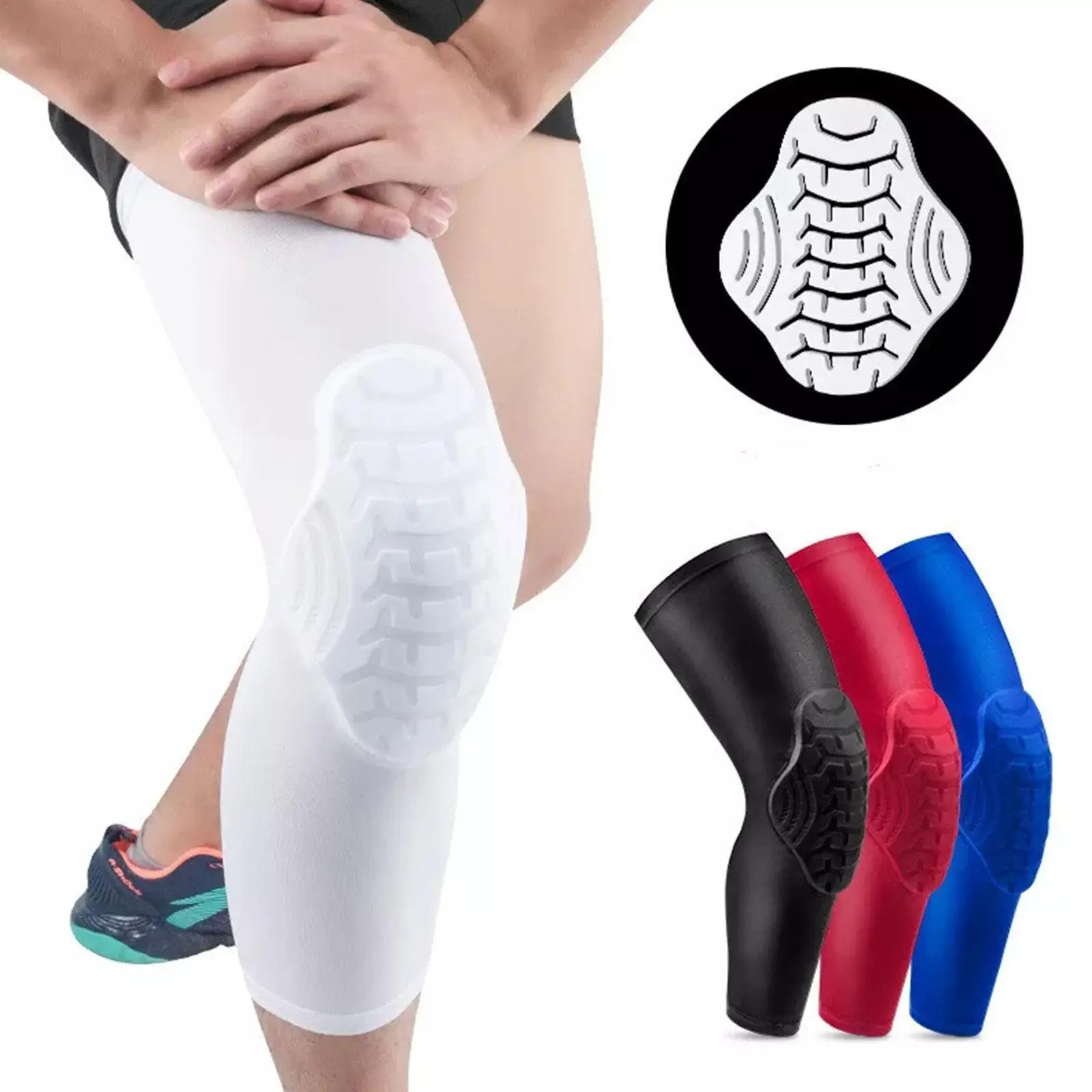 Professional Honeycomb Crashproof Knee Support Protective Sport Gear Leg Knee Pads Breathable Bandage Basketball Knee Brace 1pc