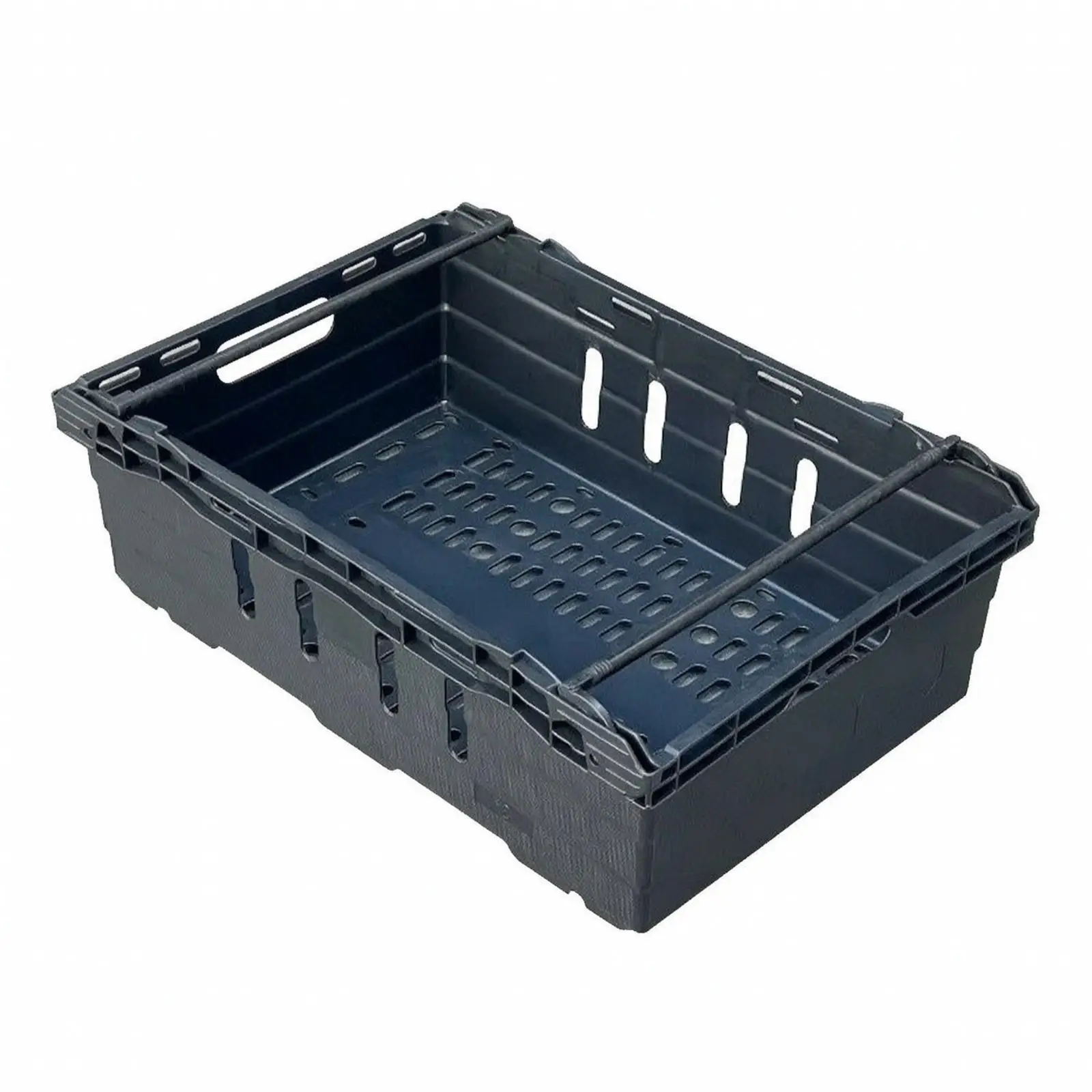 Durable PP Plastic Stacking Basket for Warehouse and Retail Stock with Interlocking Stackable Crate Design