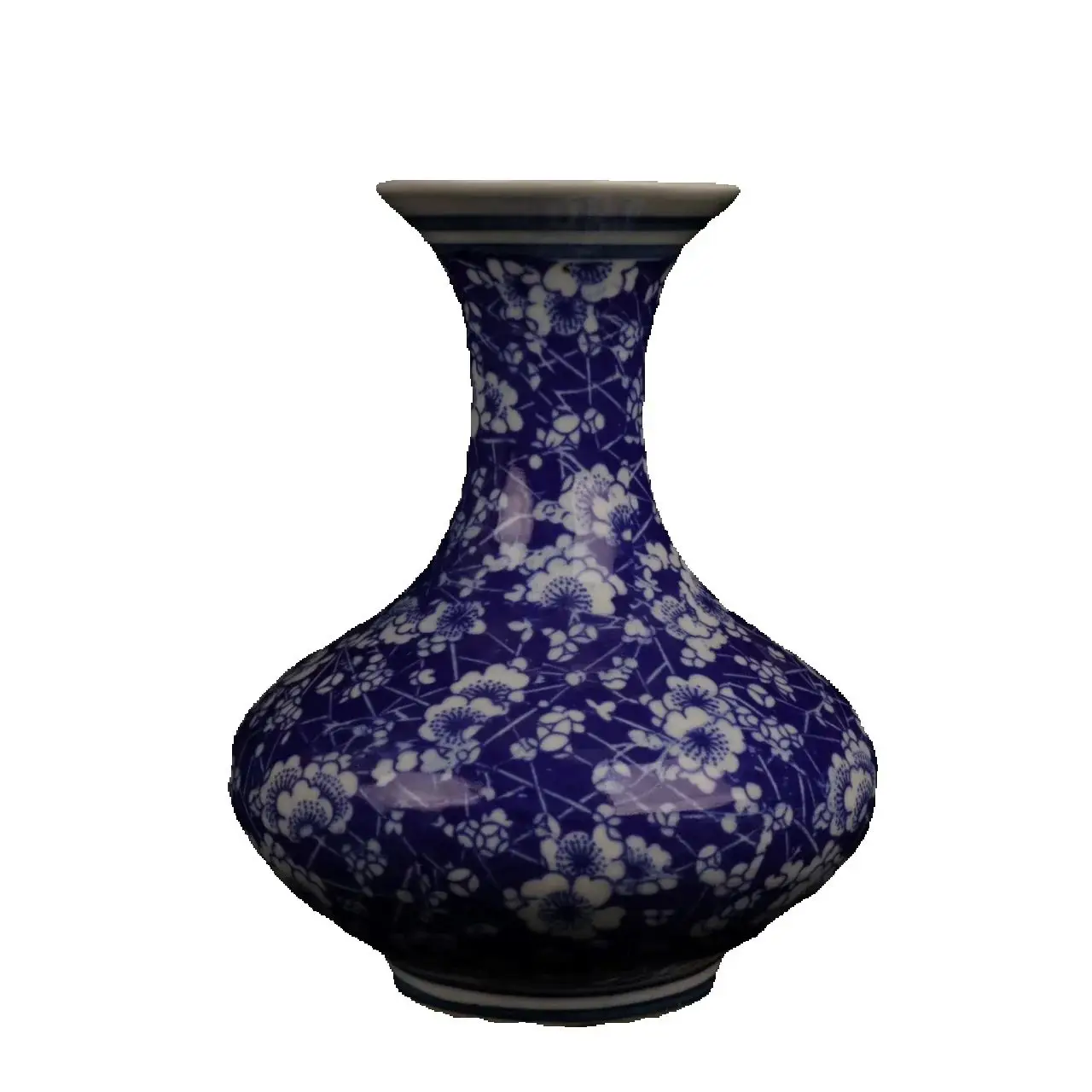 

Китайская старая фарфоровая ваза с плоским животом, синий и белый ледяной сливовый узор, традиционные азиатские декоративные коллекционные предметы