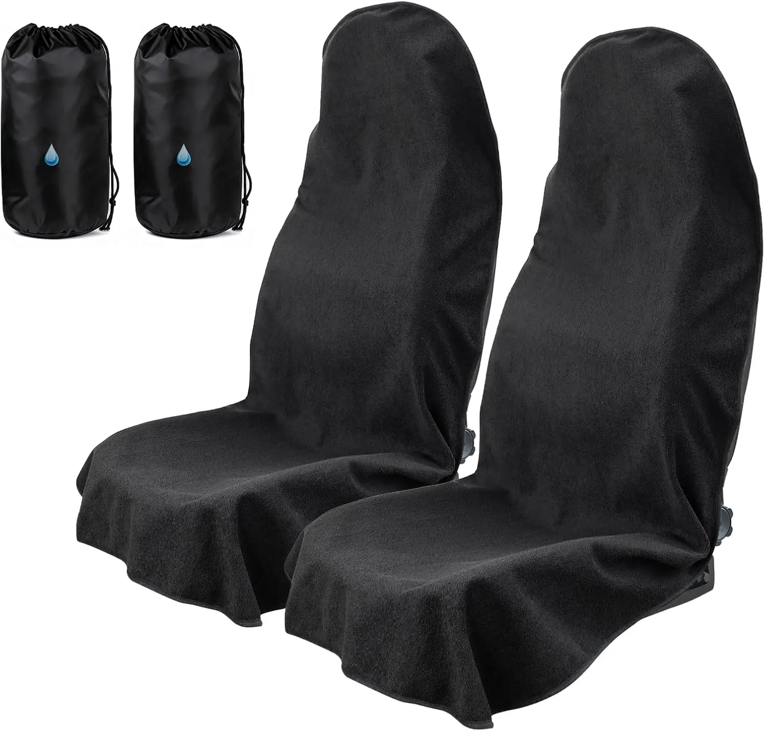 

Universal Waterproof Car Seat Cover Towel, Non-Slip Fit for Cars SUVs Trucks, Ideal for Gym Kids Pets Travel (Black, 2 Pack)