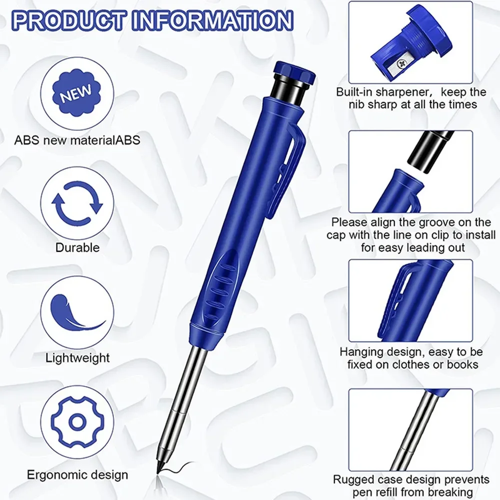 1Pcs Solid Carpenter Deep Hole Mechanical Pencil Woodworking Deep Hole Marker Pen Wood Worker Marking Pencil