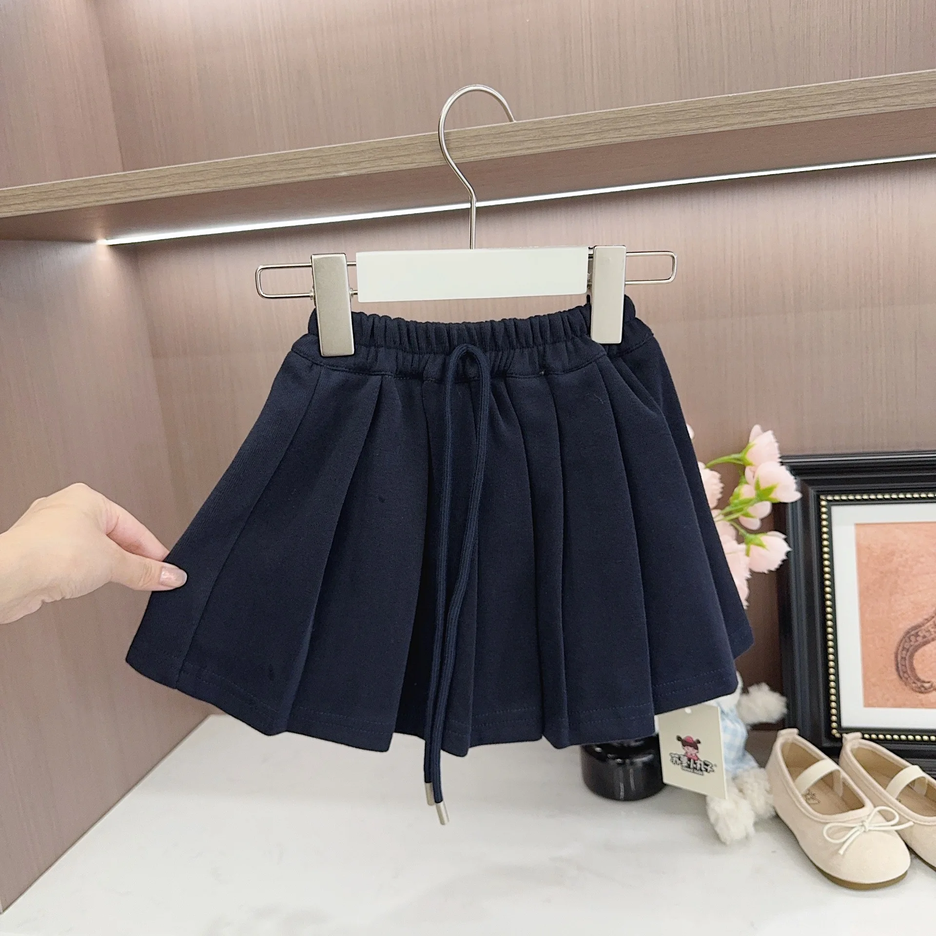 2026 Fall Winter 0 to 5 Years Girls Toddler Stylish Korean Navy Sweet Pleated Skirt Skirt Ballet Style