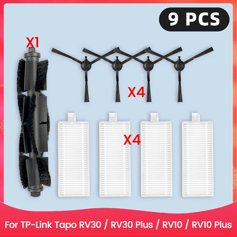 لـ TP-Link Tapo RV30 / RV30 Plus / RV10 / RV10 Plus قطع غيار فلتر Hepa ملحقات فرشاة الجانب الرئيسي المواد الاستهلاكية