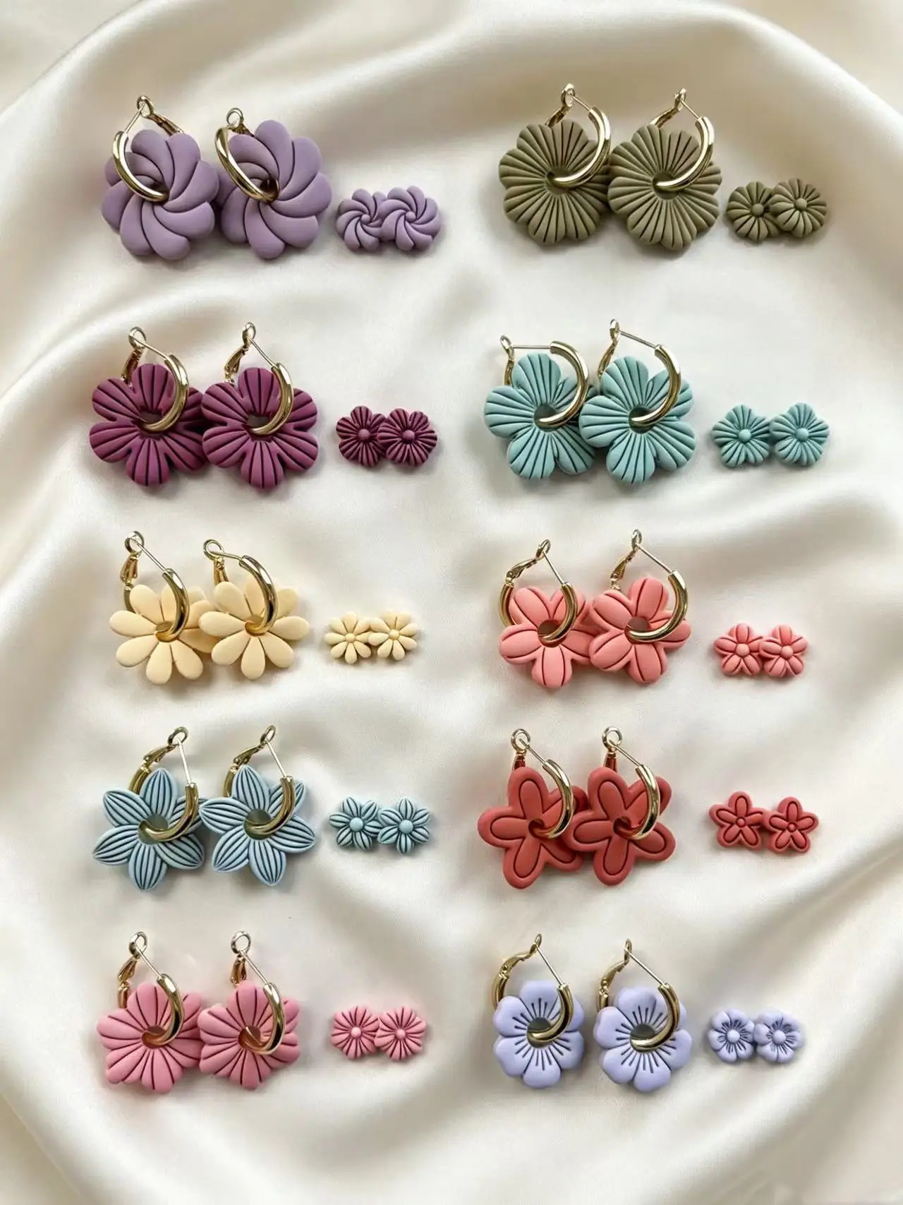 Spring Flower Stud Polymer Clay Cutters Multiple Spring Flower Cutters Cutting Mold for DIY Earring Making 3d Printed Clay Tools