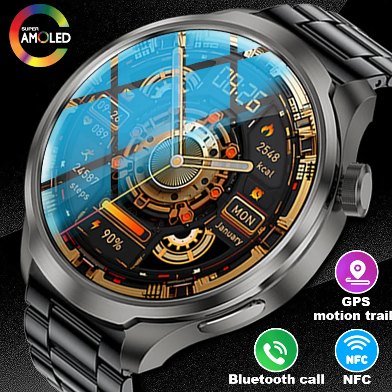 2024 New GPS Smart Watch Men Watch AMOLED 360*360 HD Screen Bluetooth call GPS NFC Heart rate Oximeter Sports Smart Watch lady