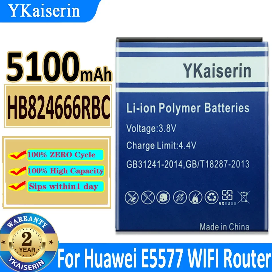 YKaiserin لهواوي وي HB824666RBC بطارية القدرة الحقيقية 5100mAh لهواوي E5577 E5577Bs-937 E5577s-321 واي فاي راوتر batteria