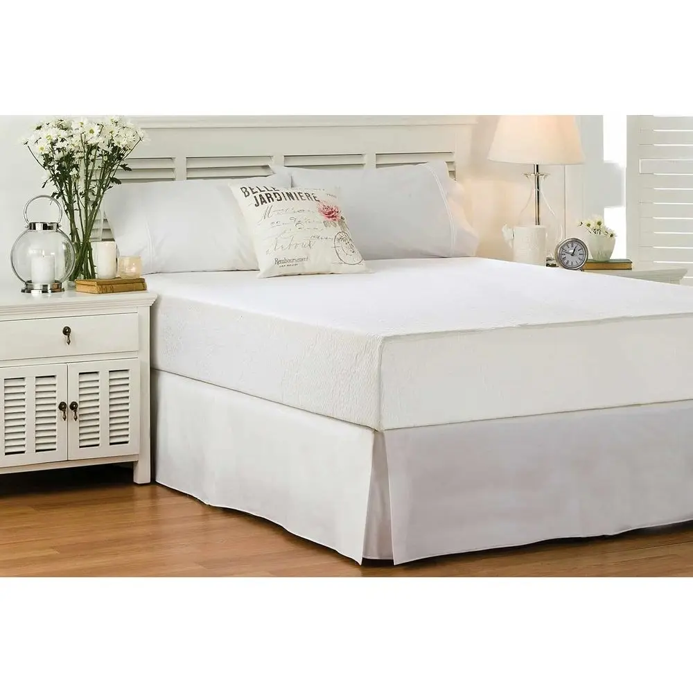 

King Size Bed Skirt 600 TC Egyptian Cotton 16 Inch Drop Easy it - Bed Skirt or King 76x80 Inch Beds - Center & Pleats, White Sol