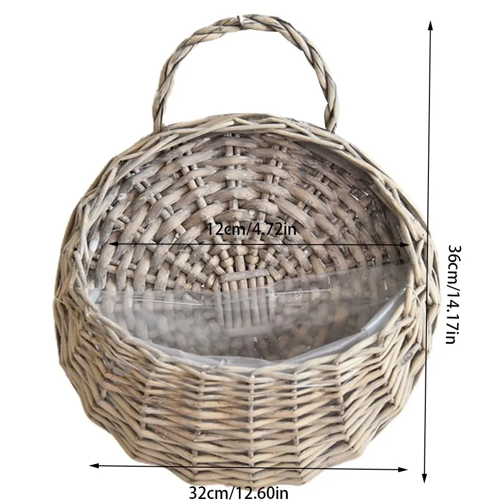 New Storage Container Flower Basket Wall Hanging Handmade Weaving Wicker Basket Flower Planter Garden Decoration